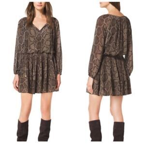 MICHAEL KORS python print pleated peasant dress